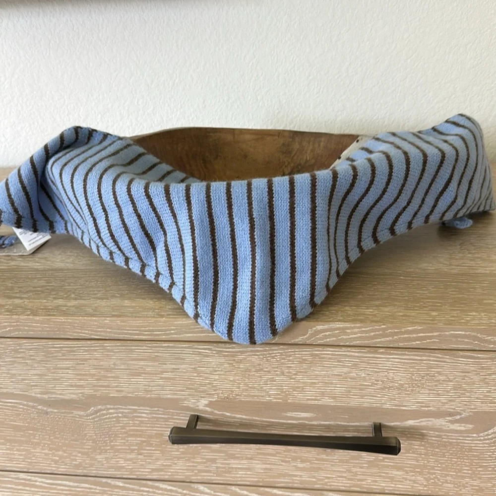 NWT FREE PEOPLE Light Blue and Dark Brown Striped BANDANA/Scarf! - Picture 4 of 4